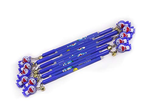 Toynine Doremon Shaped Plastic Spring Gel Pen with Googly Eyes for Kids (Blue) - Pack of 12
