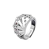 Justierbarer Ring mit Sterling Silber Öffnung 925 Poker, einstellbare Größe, Ringbreite 13 mm, Dicke 3 mm, Gewicht 8,7 Gramm, 100% hohe Qualität.