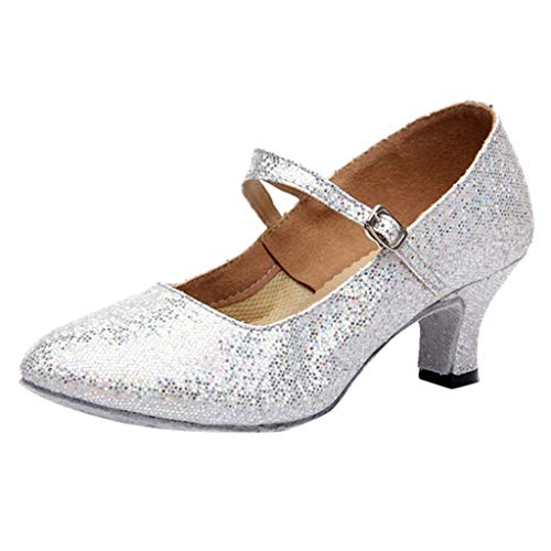 Dance Shoes Mid High Heel Glitter Sparkly Sequin Women Ladies