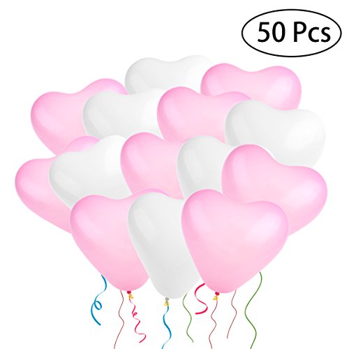 NUOLUX Hochzeit Luftballons,geformte Herz Luftballons für Party Dekoration, 50 Stück
