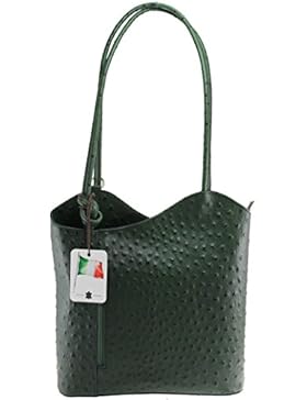 CTM Tasche Damen Leder Schulter Strauß, 28x30x9cm, 100% echtes Leder Made in Italy