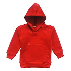 CLAP Boys Girls Winter Pullover Fleece Hooded Sweatshirt with Pocket (Red, 8-12 Months)
