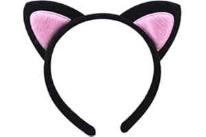 Rosojodg Schwarz und Rosa Katzenohren Haarband Stirnband Haarschmuck Haarschmuck Verkleidungszubehör Verkleiden und Spielen