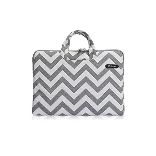 Anten® Primeday Rabatt Leder Laptop Tasche für Laptop / Tablet MacBook / mit Bildschirmdiagonale 11-Zoll(35.00 x23.50 x 2.20) ,aus Segeltuch,Wellen Grau - 2