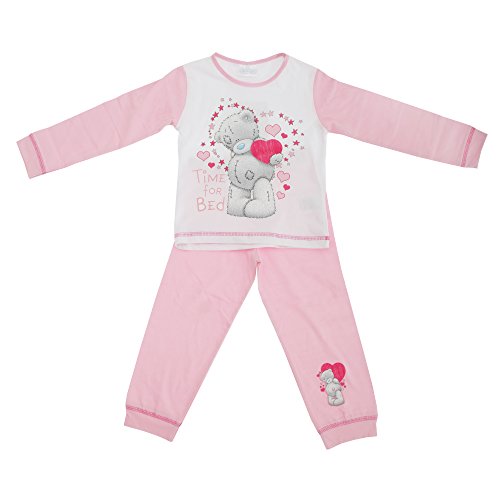 Childrens Girls Me To You Time For Bed Long Sleeve Top & Bottoms Pyjama Set (2-3 Years) (White/Pink)