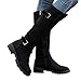 Produktbild Geili Damen Langschaft Lederstiefel Overknees Gothic Stiefel Vintage Militärische Kampfstiefel Übergrößen Reißverschluss Hohe Stiefel Lange Boots Kniestiefel Reiterstiefel