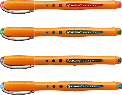Stabilo worker, Tintenroller, fein, 4er Pack, grüne, rot, blau, schwarz - 2