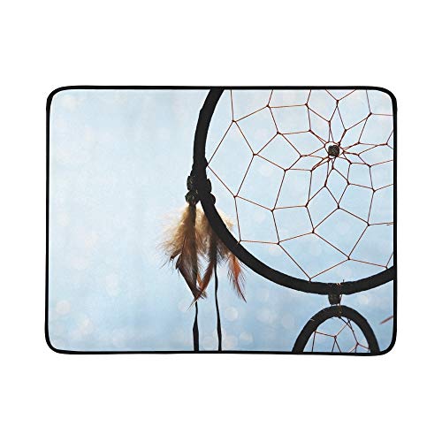 KAOROU Beautiful Dream Catcher On Blue Portable And Foldable Blanket Mat 60x78 Inch Handy Mat For Camping Picnic Beach Indoor Outdoor Travel