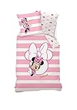 Tamaño francesa Disney Juego de Ropa de Cama Minnie Mouse, algodón, Rosa, 140 x 200 cm