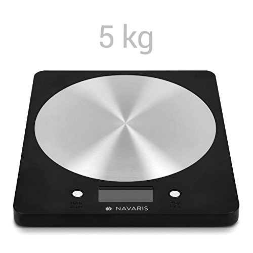 Navaris Digitale Küchenwaage mit LCD Display – Präzise elektronische Design Waage mit max 5 kg in Silber Schwarz Briefwaage Feinwaage - 2