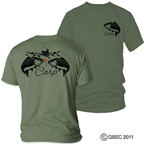 QBEC Grand Chasseur de la Carpe, la pêche, la pêche T-Shirt Idéal Anniversaire, pères, Cadeau de Noël Inclus.