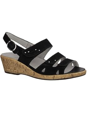 Waldläufer Helinda 341013-001- Damenschuhe Sandale bequem / lose Einlage, Schwarz, leder (denver)