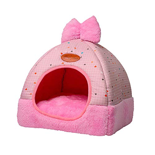 laamei Self-Warming Pet Cat Bed Tent House, Un-slip Foldable Comfortable Animals Cave Nest Sleeping Bed Puppy with Removable Washable Cushion Pillow for Winter