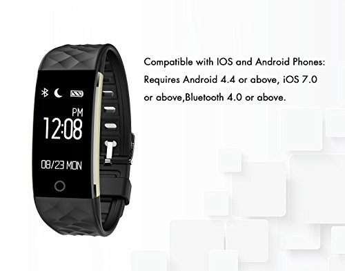 Sport Smart Armband Aktivitätstracker mit Schrittzähler, Pulsmesser, Schlafanalyse, Fitness Tracker für Android Smartphone und iPhone, von AGPTEK SW01, Schwarz - 2