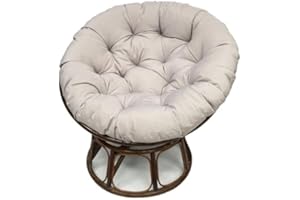 FZKun Cojín para silla Papasan – Cojín redondo acolchado grueso para silla, columpio de nido de huevo suave, cojín de asiento acogedor, hamaca relajante para interiores y exteriores (gris, 130 cm)