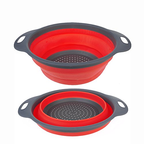 Faltbarer Seiher HanSemay Zusammenlegbares Silikon-Sieb Safe und Durable.Includes 2 Größe große 11,5 und 9,5 Zoll. (Red) - 4