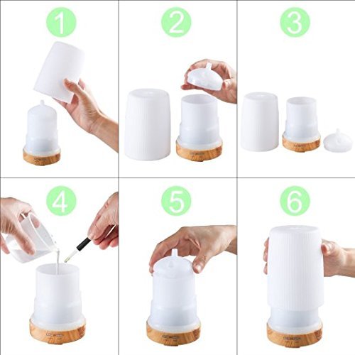 Euph 100ml Aroma Diffuser Aromatherapie Diffuser Nebel Luftbefeuchter Ultraschall Luftbefeuchter mit LED Farbwechsel ohne Lärm für Yoga Kinderzimmer Schlafzimmer Büro usw. -Weiß - 4