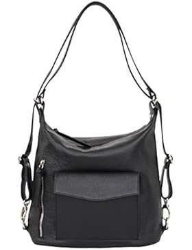 AMBRA Moda echt Leder 2 in 1 Damenrucksack CityRucksack DayPack Schultertasche GL016