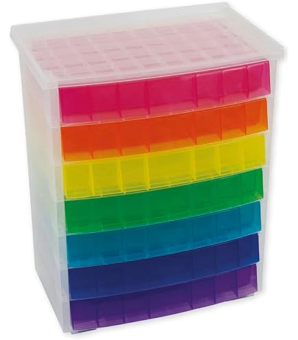 Tour De Rangement Scrapbooking Really Useful – 8 Tiroirs 9 L Arc-en-Ciel – 395 × 420 × 905 Mm Avec Roulettes