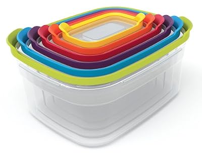 Joseph Joseph - Nest Storage 6 - Set Compact de 6 Boîtes Alimentaire Emboitables - Multicolore