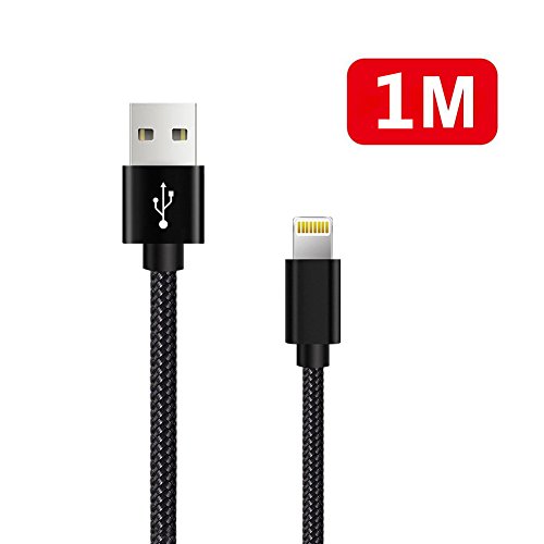 IPhone Cable , Gestop Lightning Cable 1M/3.3FT,  Nylon Braided Cord Lightning Cable Certified to USB Charging Charger for iPhone 7/7 Plus/ 6S/6/SE/5S/5/iPad/ iPod Nano 7[Black White]