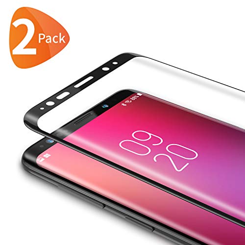 Bewahly Verre Trempé Samsung Galaxy S9 Plus [2 pièces], 3D Incurvé Couverture Complète Film Protection en Verre trempé Écran Protecteur Vitre Dureté 9H pour Samsung Galaxy S9 Plus (Noir)