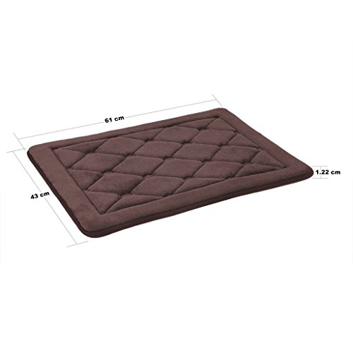 LANGRIA Badematte 17“x24 “ Schnell Trockend und Lüftend Badvorleger Memory Foam Weiche Bequeme Wasser Absorbent Duschvorleger, Moderne korallenrote-Vlies Oberfläche, Rutschfeste Teppich für Schlafzimmer, Küche, Flur, Tür (Braun) - 8