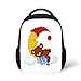 Produktbild Kids School Backpack Bear,Adorable Cartoon for Kids Cute Baby Character Falls Asleep on Moon with Hat and Clouds Decorative,Multicolor Plain Bookbag Travel Daypack
