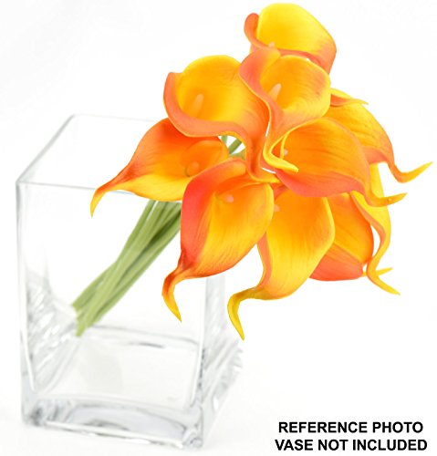 FiveSeasonStuff 10 Stück Qualität Gefühlsecht (Real Touch) Calla-Lilien-künstliche Blumen-Bouquet Dekoration, ideal für die Hochzeit, Braut, Party, Zuhause, Büro Dekor DIY (Sonnenuntergang) - 3