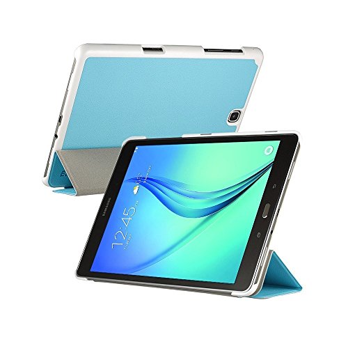 EasyAcc Samsung Galaxy Tab A 9.7 Hülle Schutzhülle T550 Case Hochwertiges PU Leder Etui – mit Standfunktion und Automatischem Schlaf Funktion für Samsung Galaxy Tab A T550N/T555N 24,6 cm (9,7 Zoll) Tablet-PC (Hellblau, Kunstleder, Ultra Dünn) - 9