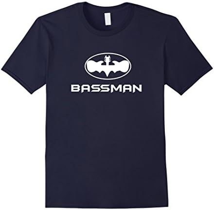 Men's BASSMAN Guitarist T-Shirt Bass Guitar Rock T-Shirt Medium Navy