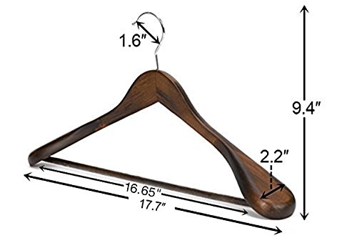J. S. Kleiderbügel aus Holz von dem Guger Baum, extra breiten Schulter Anzug Kleiderbügel, Holz Kleiderbügel für Mantel und Hose, Retro-Finish, 5 Stück