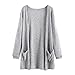 Produktbild Elecenty Damen Herbst Cardigan Lange Strickjacke Strickwarens Strickjacken strickmantel Sweater Mantel Pullover Sweatshirt Bluse Outwear Tops Jacke Steppjacke Strickpullover Trenchcoat (M, Grau)