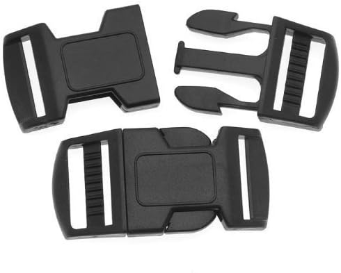 Paracord / Parachute Cord Black Plastic Buckles 25mm / 1 Inch (2 Sets)