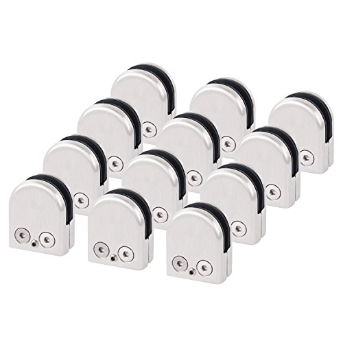 WOLFTEETH 12 piezas acero inoxidable soporte cristal bornes para verja balaustra pasamanos de la escalera, plateado
