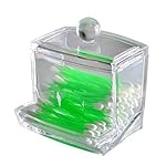 Topteck Acrylique Boite à Coton Tiges Holder Box Boîte de rangement pour cosmétiques Maquillage Transparent