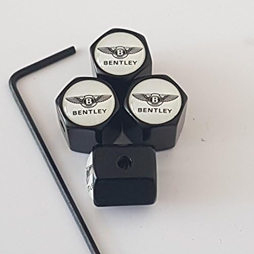 Sportimo BENTLEY black coloured anti theft Locking valve dust caps for all models includes grub screws and allen key