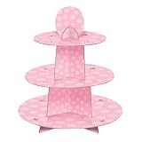 Unique Party - Soporte para Cupcakes para Baby Shower - Rosa a Lunares...