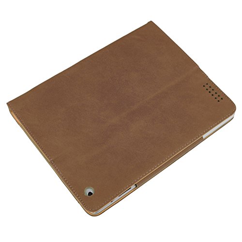 Madcase Apple iPad Air 2 / Air Smart Case Etui Faux Ledertasche Hülle mit Auto Schalf und Wach Sleep-Funktion inkl. Displayschutzfolie und Stylus Touch stift – Braun / Beige - 5
