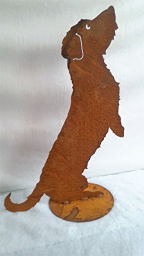 Rauhhaardackel „Willi“ auf Platte aus Metall, rost, 60 x 40 cm, Saremo Gartendekoration - 3