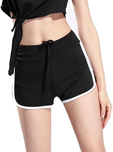Byjia Women Casual Loose Cotton Elastic Waist Yoga Sports Running Short Pants /Pack Of 2/ . Black . L