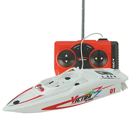 DAYLIN 15*4.7*4cm Remote Control Boat RC 4CH 2.4G Racing Waterproof Remote Outdoor Toys (White)