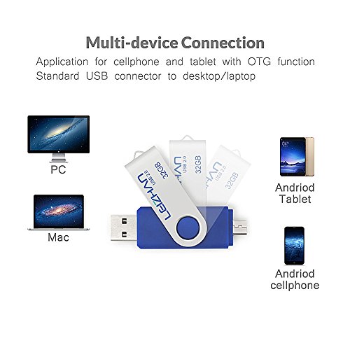 LEIZHAN PenDrive Chiavetta USB 32GB Memory Sticks OTG(On the Go) 2 in 1(Micro USB & USB 2.0) Dispositivo di Archiviazione Supporto Telefono Android Tablet PC blu