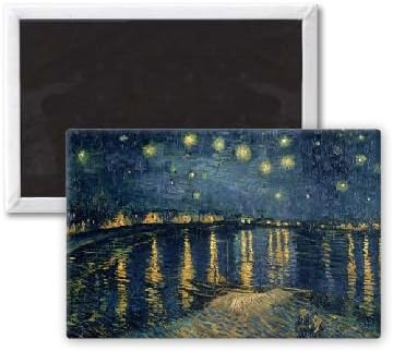 The Starry Night, 1888 (oil on canvas) by Vincent van Gogh - 3x2 inch Fridge Magnet - large magnetic button