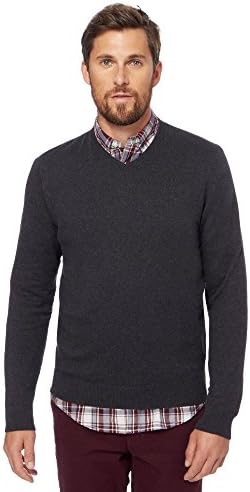 Racing Green Big and Tall Dark Grey V-Neck Jumper