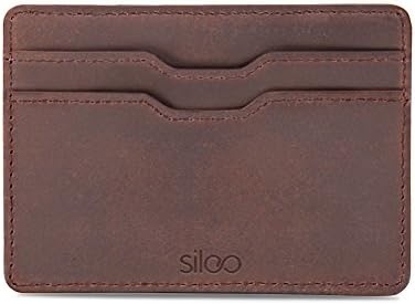 Dark Brown Genuine Leather Wallet CHARLES with RFID Protection and Vintage Look. Extra Slim without Coin Pocket by SILEO®