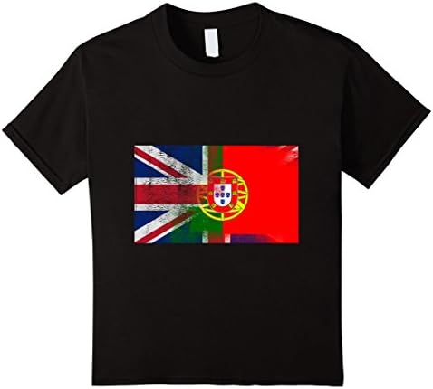 unisex-child British Portuguese Half Portugal Half UK Flag Shirt 6 Black
