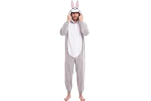 PARTILANDIA Déguisement animal homme femme corps entier avec capuche yeux brillants【Tailles adulte S à L】Combinaison chaude douce fermeture éclair arrière Costumes Carnaval Animaux Défilés Travaux Théâtre Performances Danses