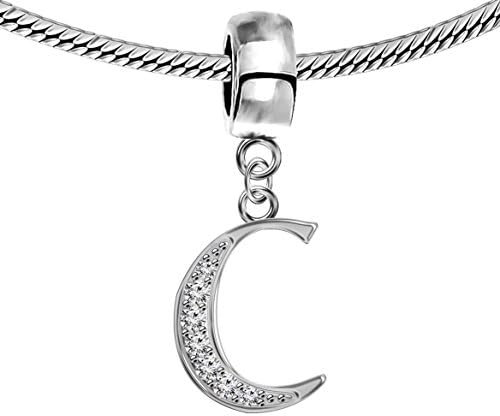 Silver Initial Charms Letters A-Z Alphabet Beads- AAA+ Crystals- Fits All European Bracelets and Necklaces- Packed in a Lovely Velvet Bag.