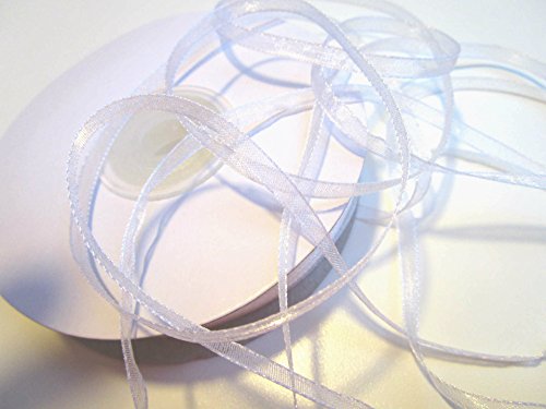 100 m Organza Chiffon 3 mm breit mit Webkante: Weiss